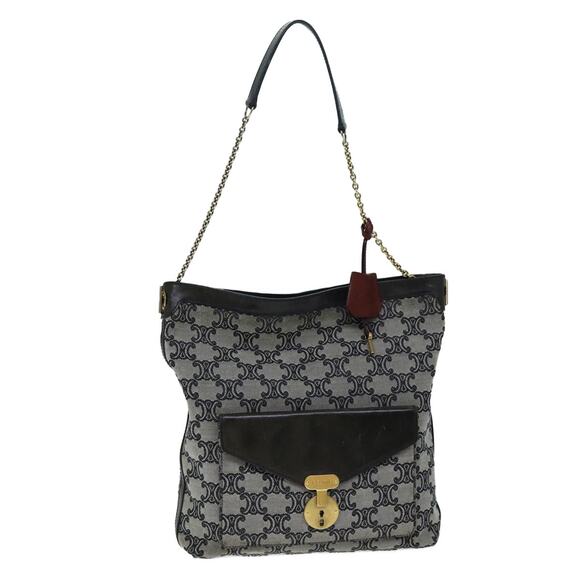CELINE Triomphe Canvas Shoulder Bag Gray - Picture 1 of 13